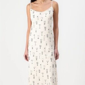 Abercrombie & Fitch Cream Maxi Dress with Glass Print